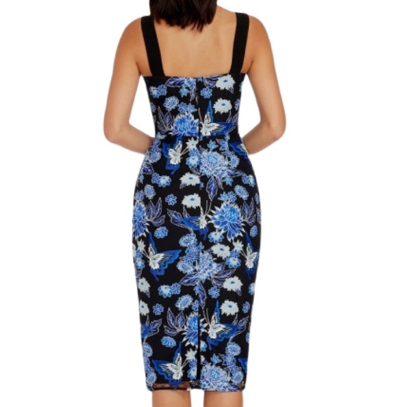 NWT Dress the Population Nicole Floral Cocktail Sheath Cobalt Multi Dress- Sz XL - Picture 2 of 10